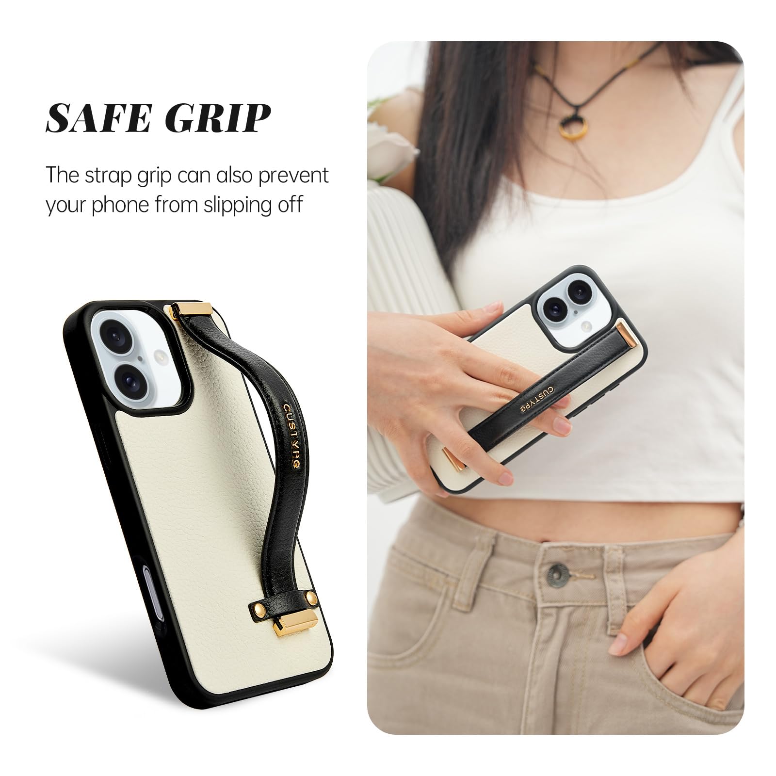 CUSTYPE Compatible with iPhone 17 Case with Adjustable Wristband